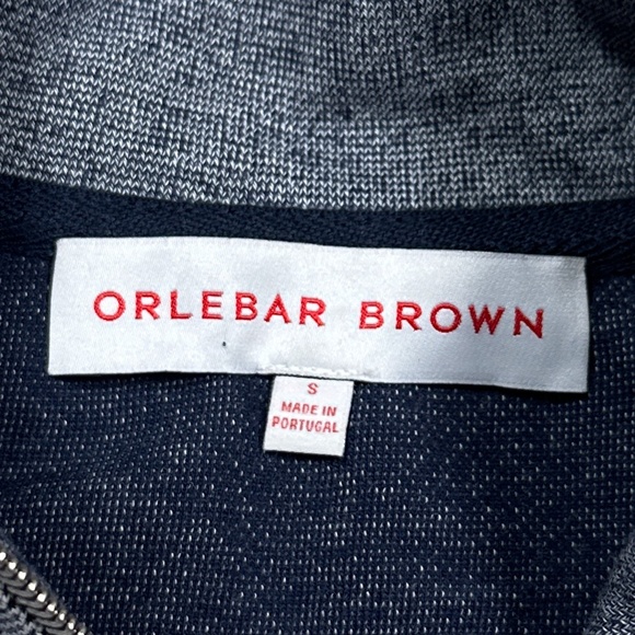 Orlebar Brown Cagney Pique 1/4 Zip Blue White Sweatshirt Mens Small - Picture 5 of 9